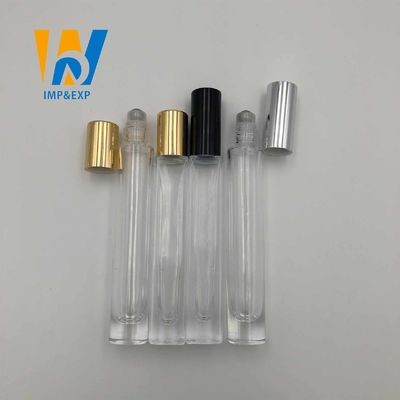 garrafa de vidro da bola de rolo do espaço livre de 1ml 15ml 10ml com tampão Mini Refillable Rollerball Perfume do ouro